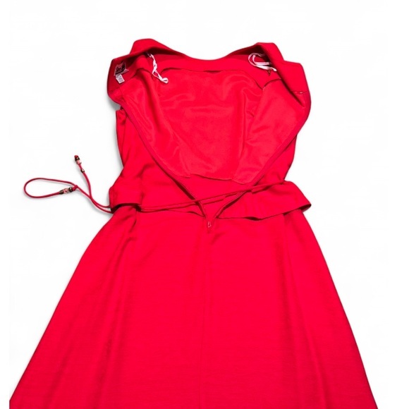 Sheri Martin Vibrant Red Midi Dress with floral pastels - Picture 6 of 6